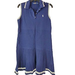 Polo Golf Ralph Lauren Womens Sleeveless Pleated Dress French Navy SS20 $298.00